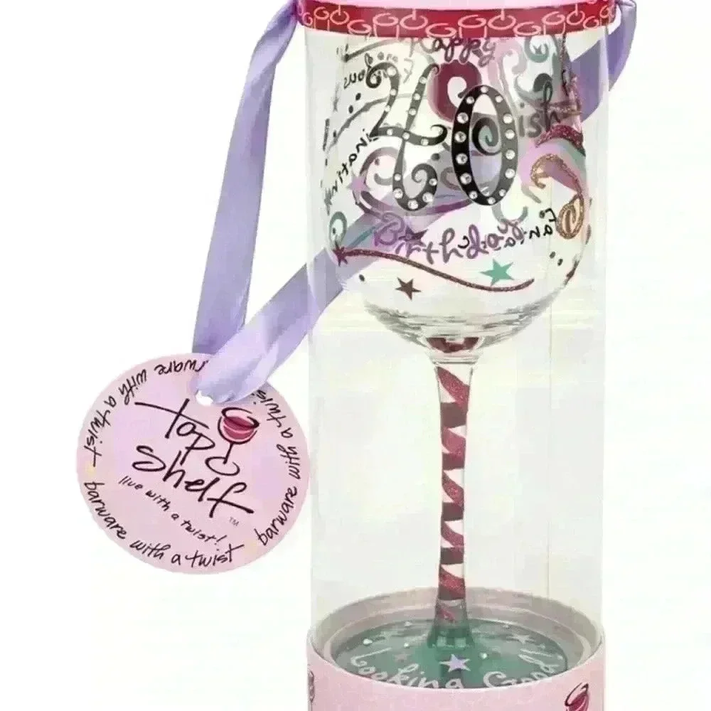 NEW IN PACKAGE TOPSHELF 40th BIRTHDAY WINE GLASS